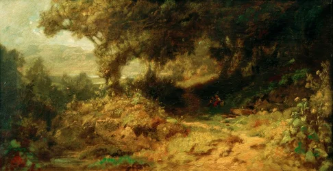 Waldlandschaft (Rastende Kinder am Brunnen)